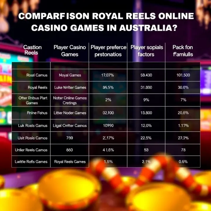 Comparison of Royal Reels with Other Online Casino Games in Australia Comparison chart illustrating Royal Reels against other popular online casino games based on player preference and legal factors in Australia
