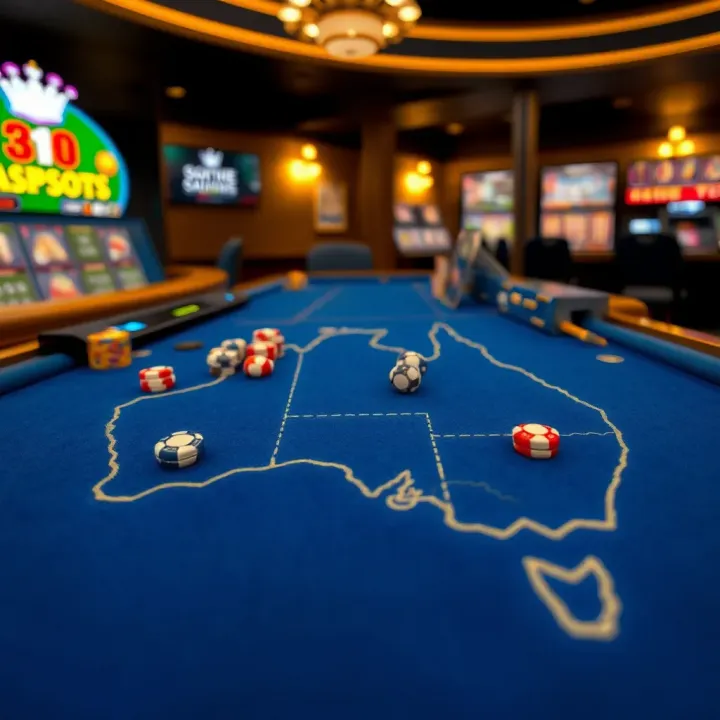 Map of Australia highlighting safe online casinos for Royal Reels players