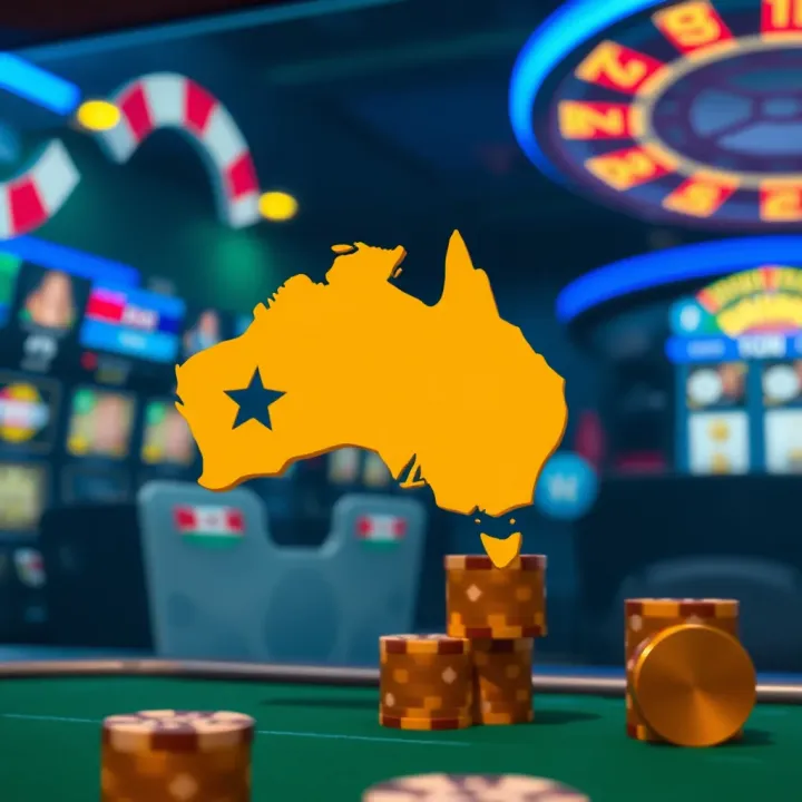 Australian Online Gaming Regulations Illustration of Australian regulatory symbols and secure online gaming environment