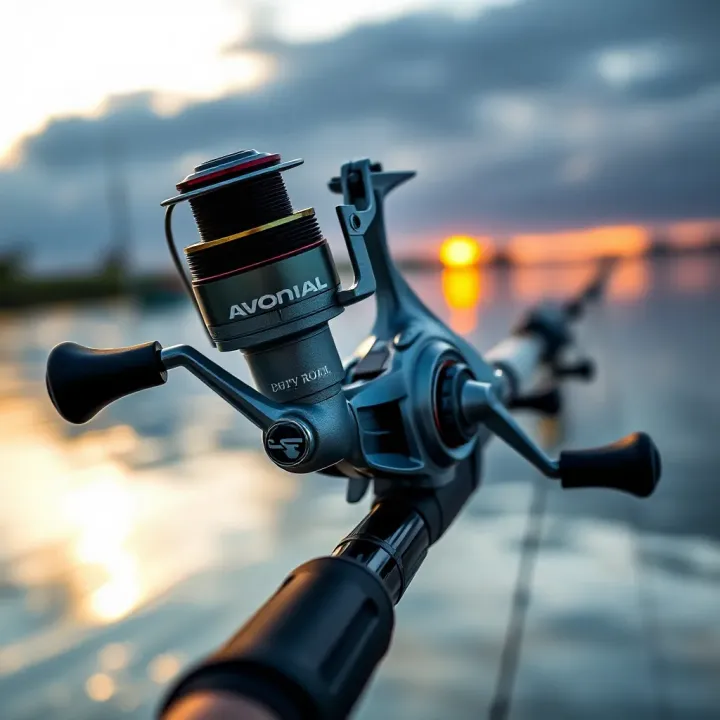 Performance of Avon Royal Fishing Reel in Various Angling Conditions Avon Royal fishing reel mounted on a rod over a calm lake at sunrise