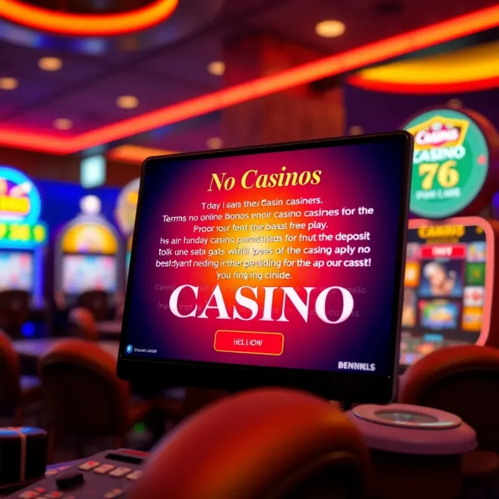 Secure Online Casino Interface Showing No Deposit Bonus Terms Illustration of a secure online casino interface with terms and conditions for no deposit bonuses