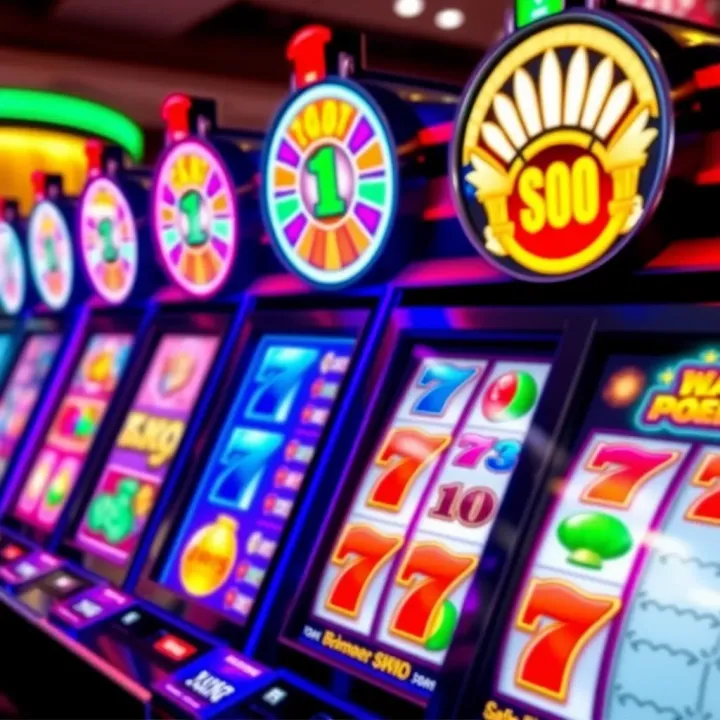 Colorful online pokies interface with various symbols and vibrant graphics