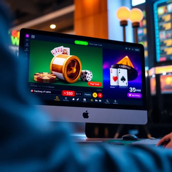 Reliable Online Casino Interface for Australian Pokie Players Computer screen displaying a trusted online casino platform with poker elements