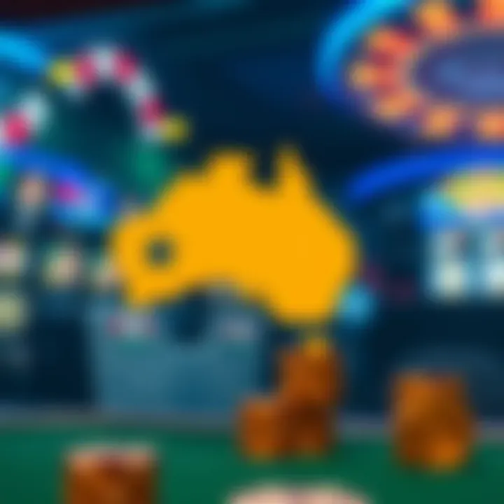 Illustration of Australian regulatory symbols and secure online gaming environment