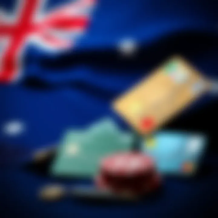 Secure digital payment icons including credit cards and e-wallets over an Australian flag background