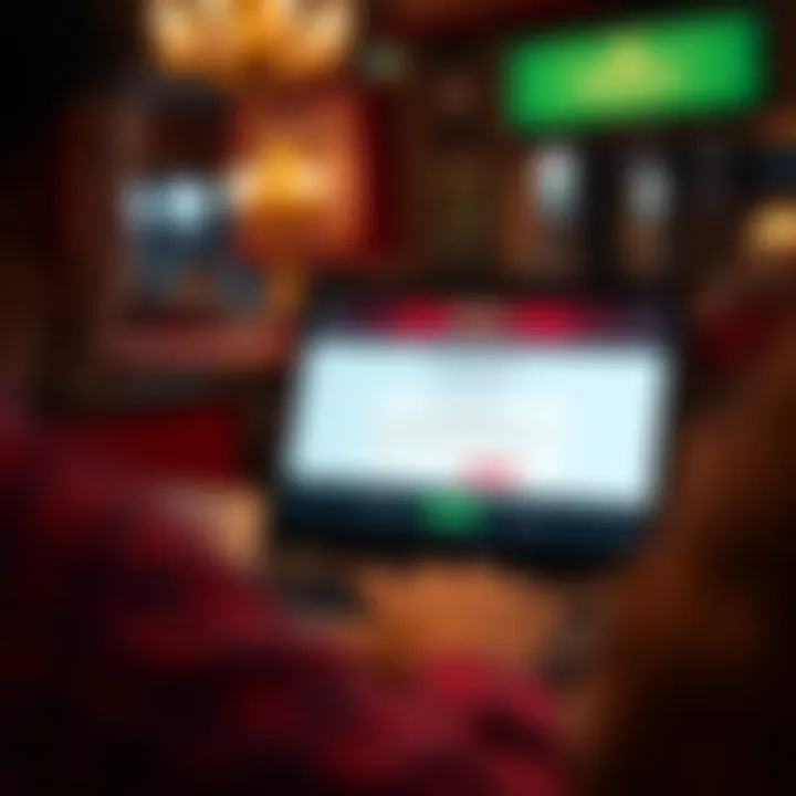 User checking website status on a laptop with outage notification displayed