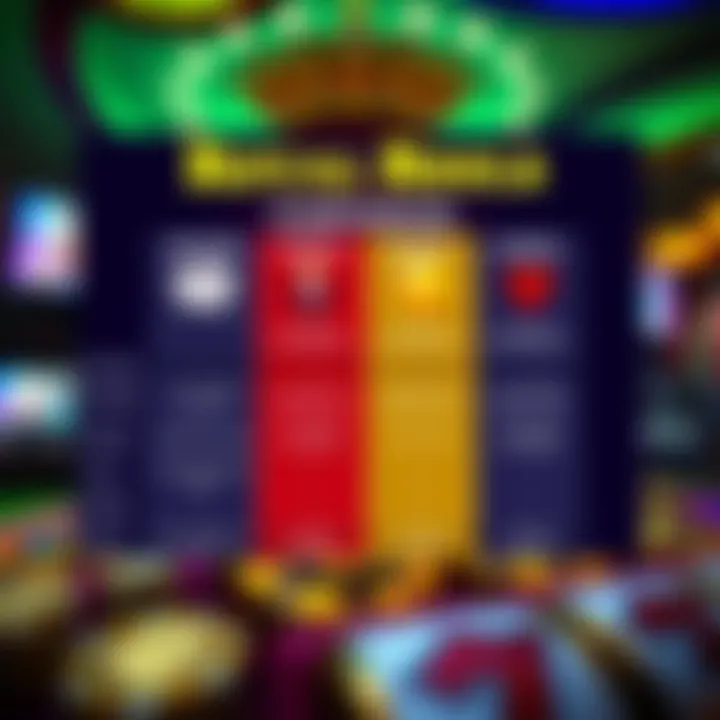 Comparison chart highlighting features and bonuses of Royal Reels and its sister casino sites