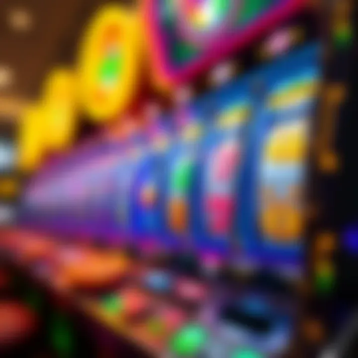 Colorful online pokies game interface with spinning reels and vibrant symbols