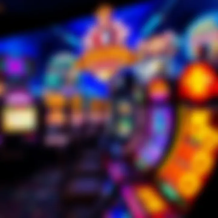 Colorful online casino games selection showcasing slot machines and card games on a digital screen