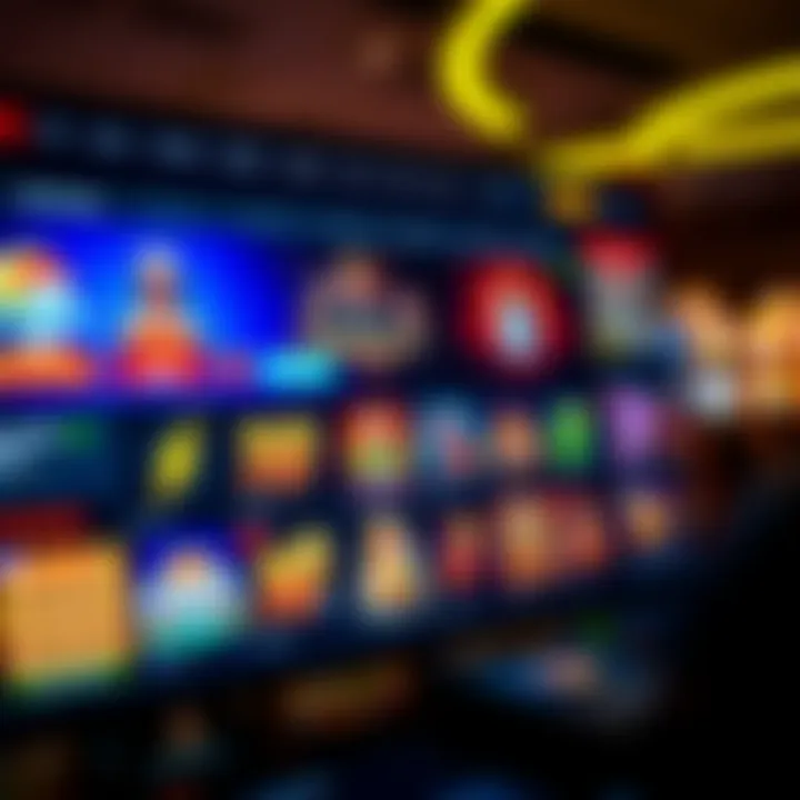 Colorful online casino interface showcasing slot games and various betting options