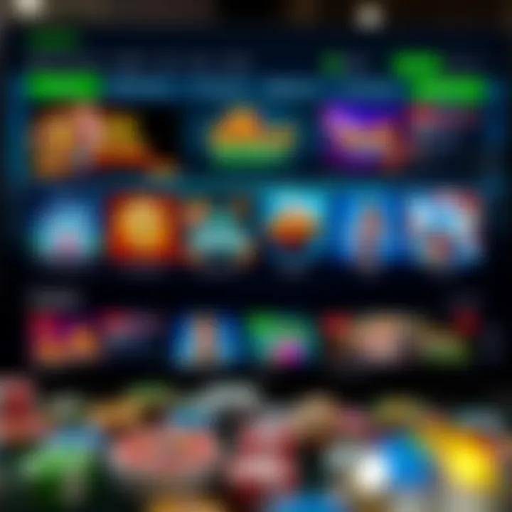 User interface of an online casino showcasing a variety of slot games and bonus offers