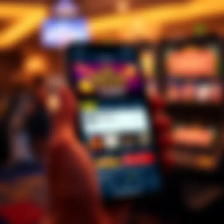 Mobile phone displaying a casino app with highlighted no-deposit bonus offer