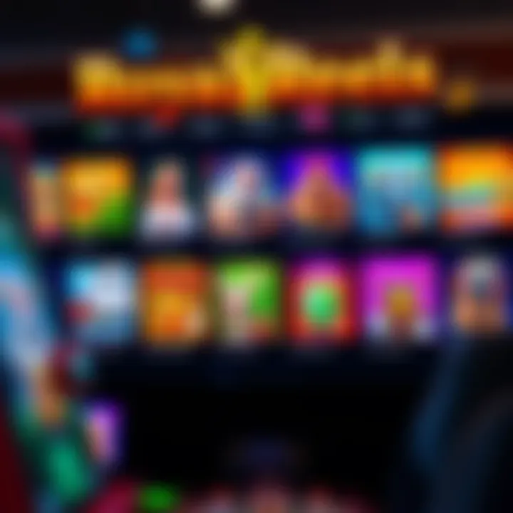 Online gaming platform interface showcasing various slot games with vibrant graphics