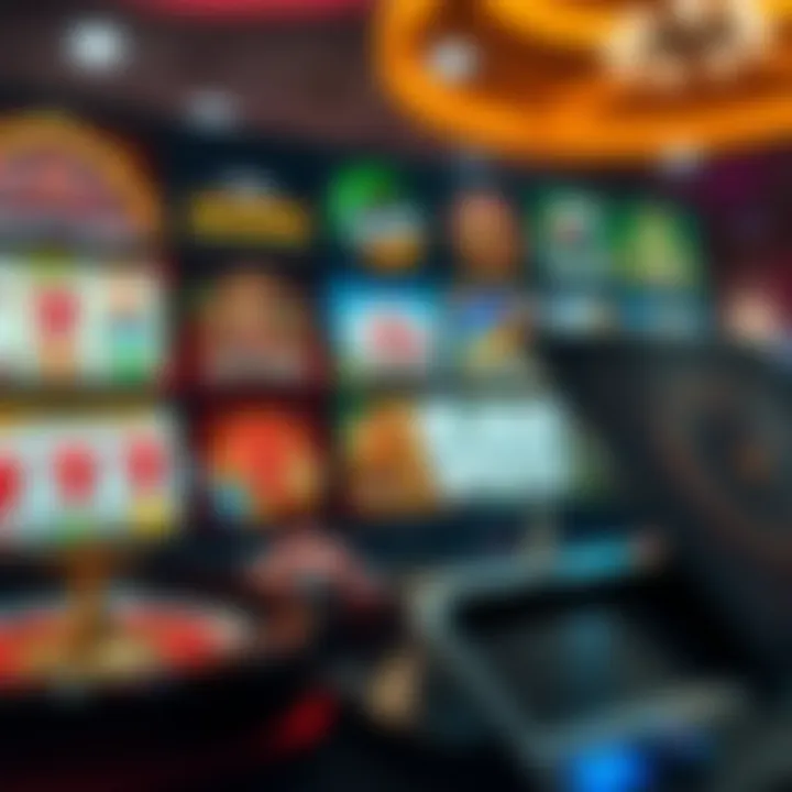 Collection of diverse casino game icons including slots, poker, and roulette on a digital platform