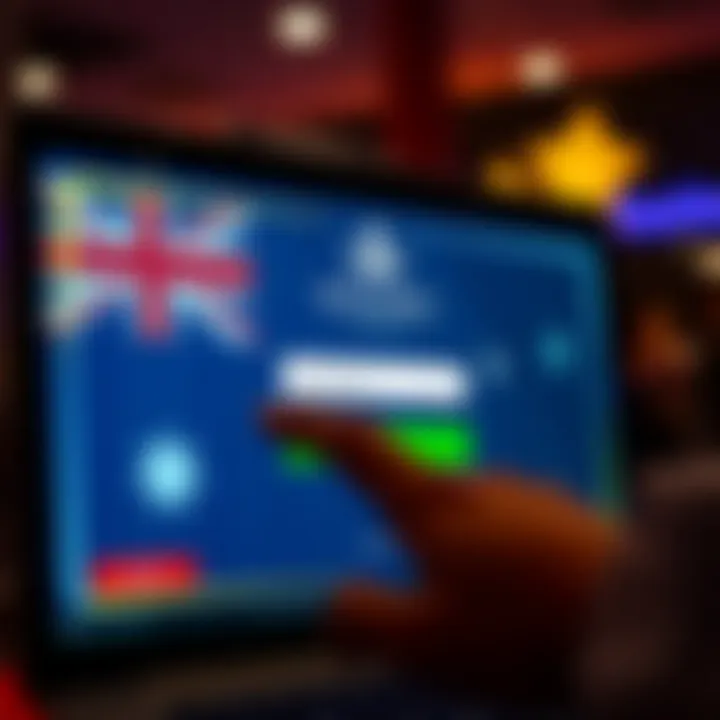 User entering credentials on a digital login interface with Australian flag in the background