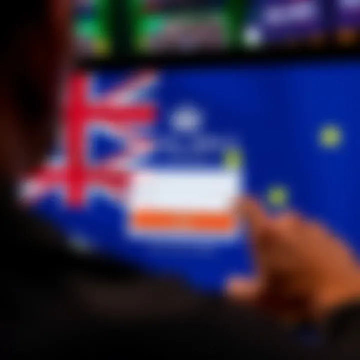 User entering credentials on a login screen with Australian flag background
