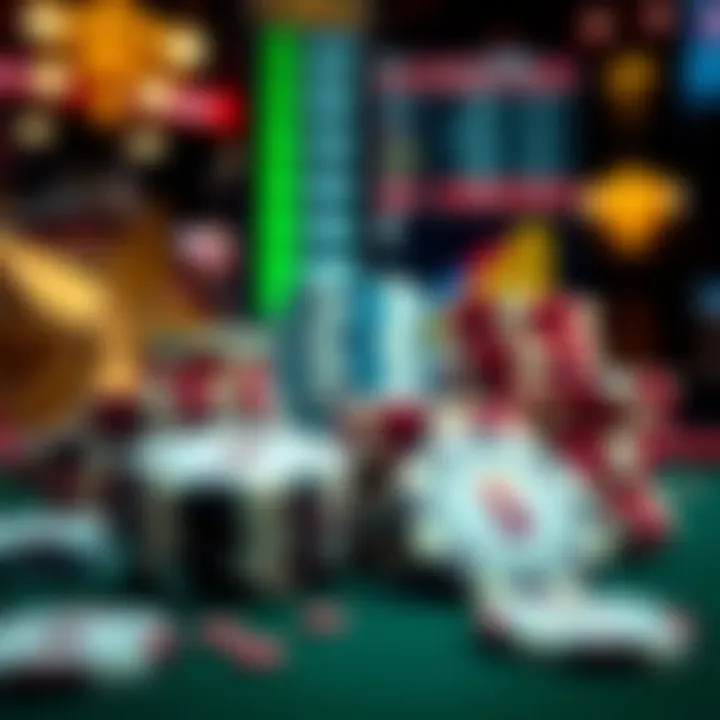 Collection of casino chips and digital currency symbols representing secure online betting and bankroll management