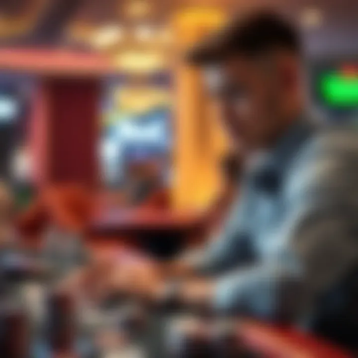 Illustration of responsible gaming with a player managing casino credits wisely