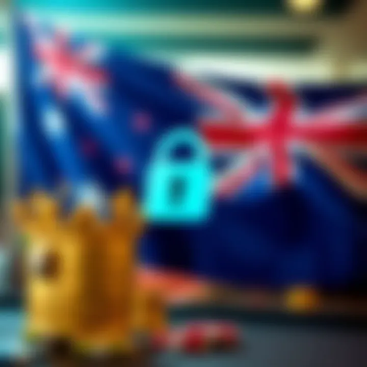 Secure account setup illustrated with padlock icon and Australian flag in the background