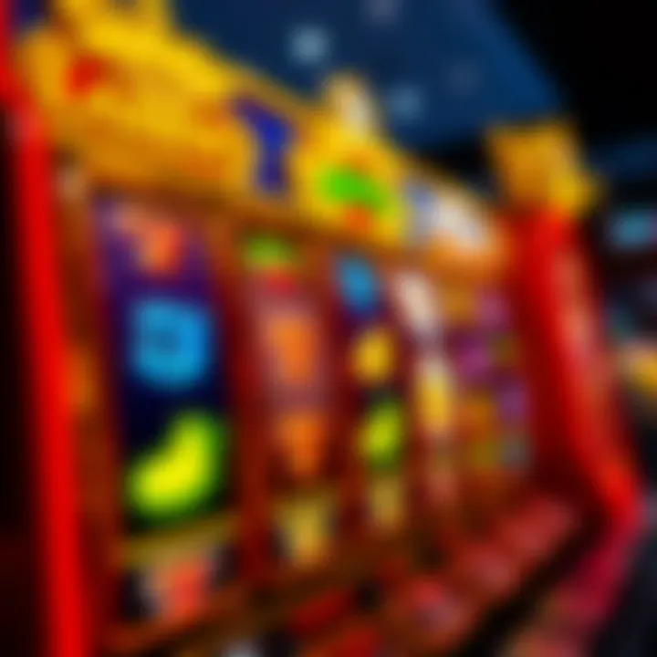 Colorful slot machine reels displaying various symbols on a digital casino interface