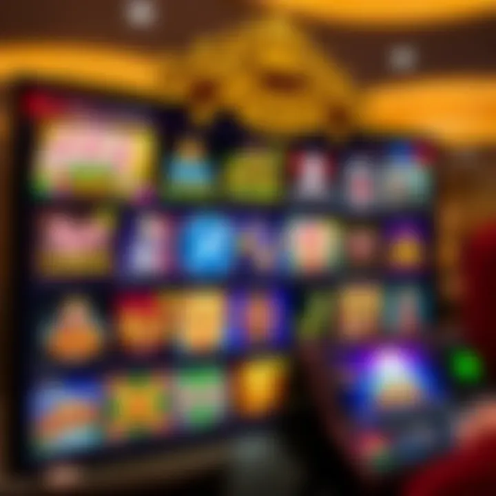 Online casino interface showing various slots and table games available for players