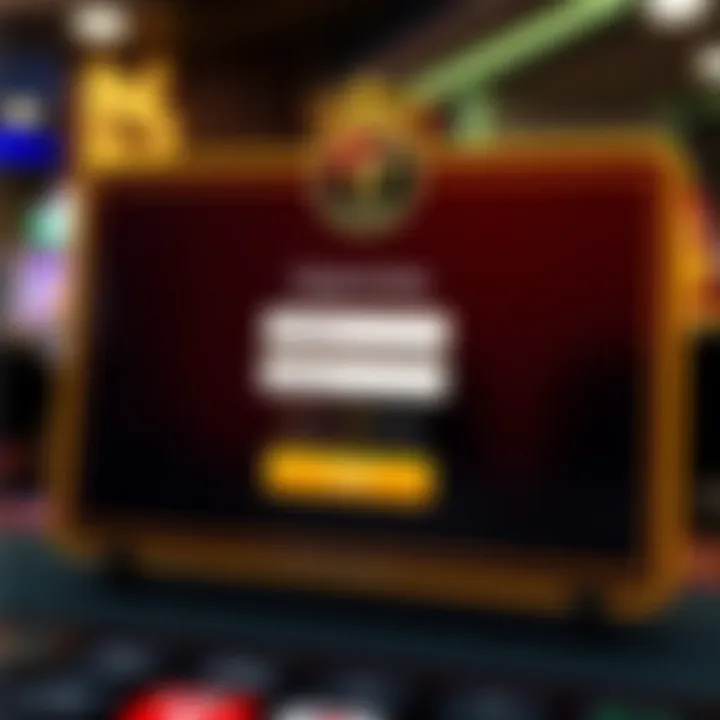 Secure login screen displaying username and password fields on a casino platform