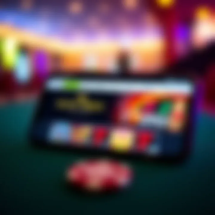 Smartphone displaying Royal Reels Casino homepage with vibrant slot game graphics