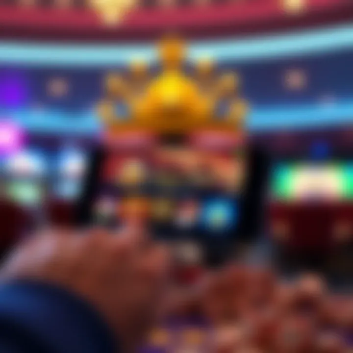 Mobile device displaying Royal Reels Casino with navigation options