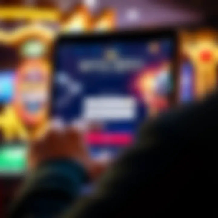 User entering credentials to access Royal Reels Casino account on a digital device