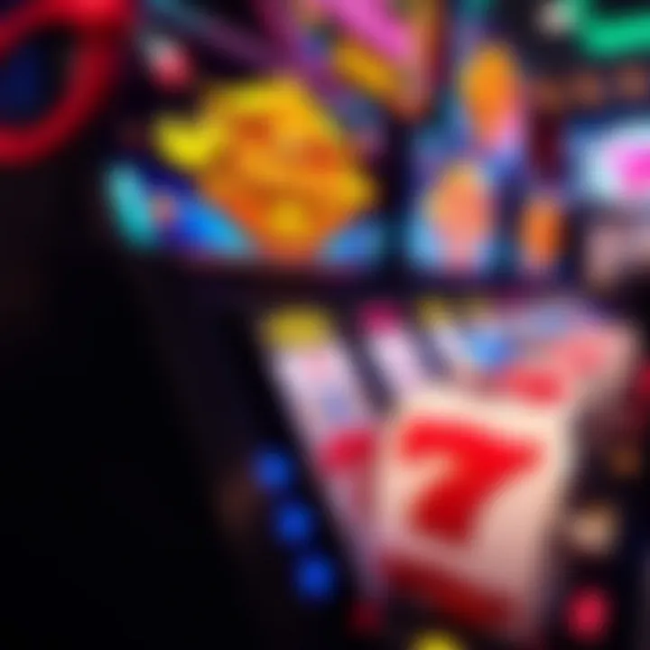 Colorful online pokies game interface with vibrant symbols and spinning reels