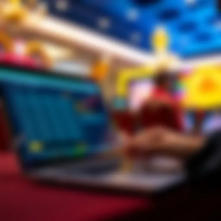 Secure digital payment transactions on laptop with casino background