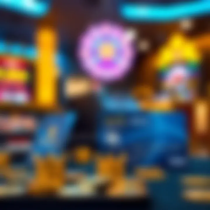 Secure online payment options with digital cards and currency icons