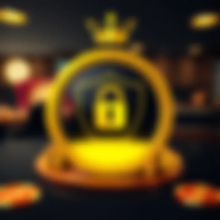 Royal Reels Casino Security and Trust Features Illustration of a secure online casino platform with shield and lock symbol