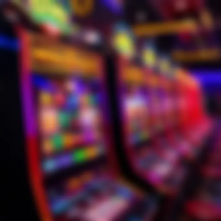 Colorful slot machine reels displaying various symbols in an online casino interface