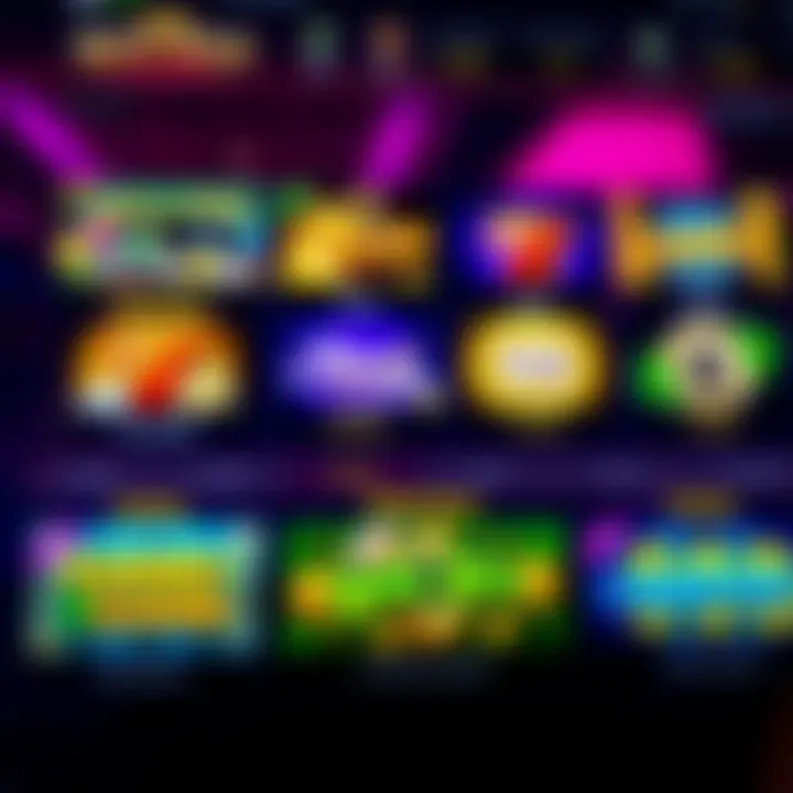 Online casino interface displaying a variety of vibrant slot games and navigation menus