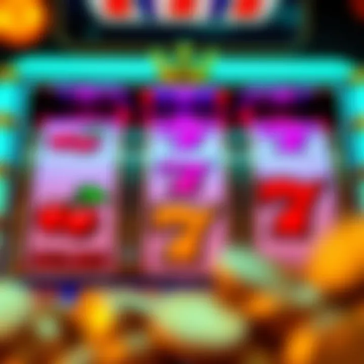 Colorful online pokies interface showing reels with classic symbols like cherries and lucky sevens