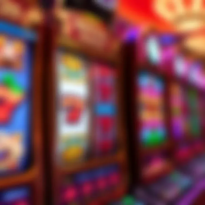 Bright slot machine reels with vibrant symbols indicating a casino game