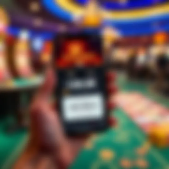 Hand holding a smartphone displaying a digital coupon code interface for casino bonuses