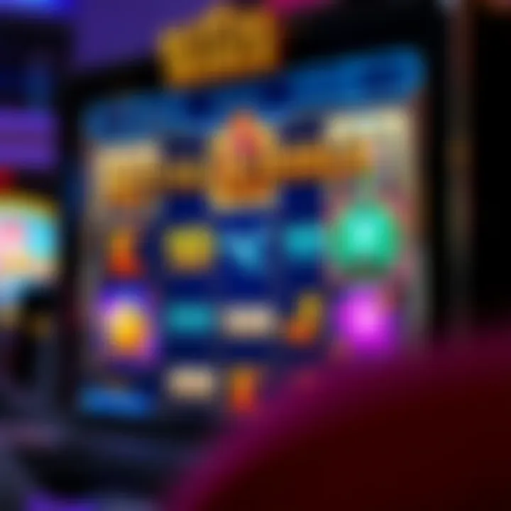 Interface displaying Royal Reels slot game with vibrant symbols and bonus features highlighted