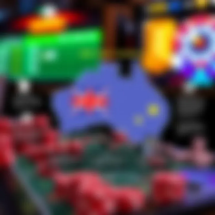 Graphic illustrating safe and legal online gaming practices with Australian map and secure platform icons