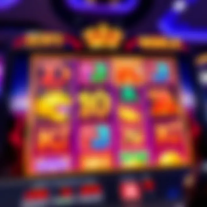 Online slot game interface showing colorful reels and symbols on screen