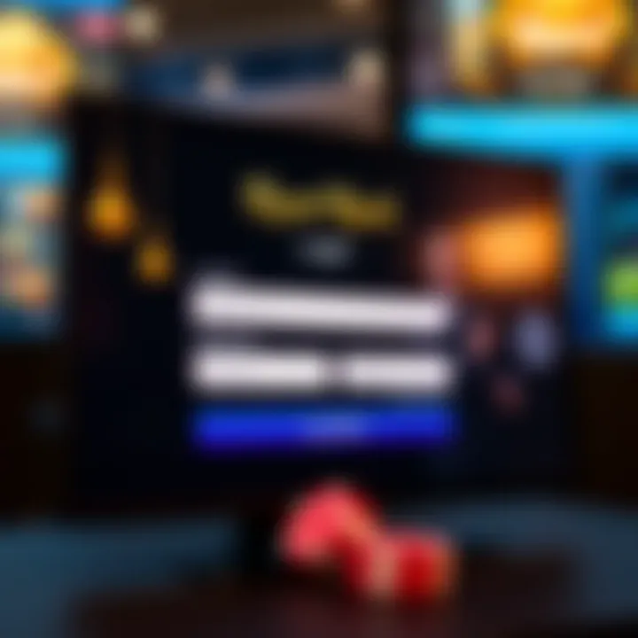 Screenshot showing Royal Reels login page with highlighted fields for username and password