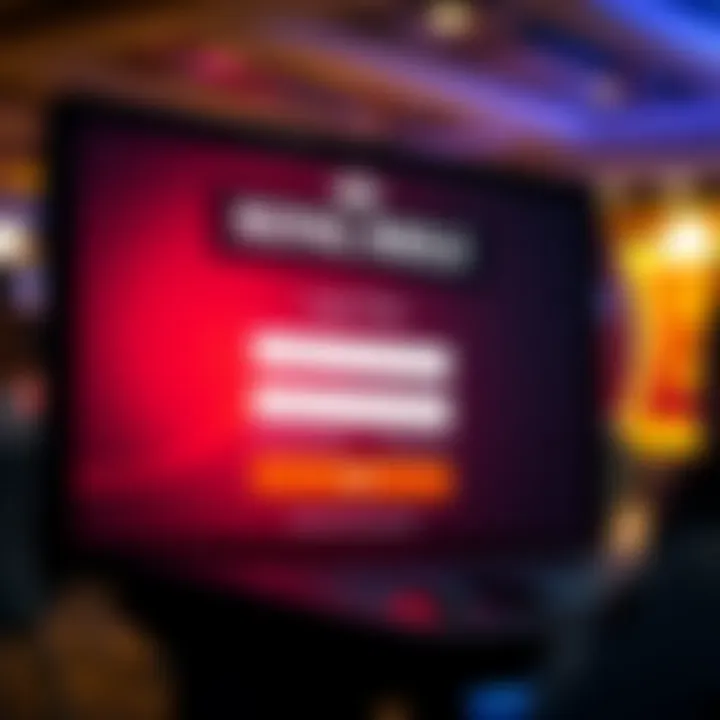 User interface of Royal Reels platform displaying login screen with fields for username and password