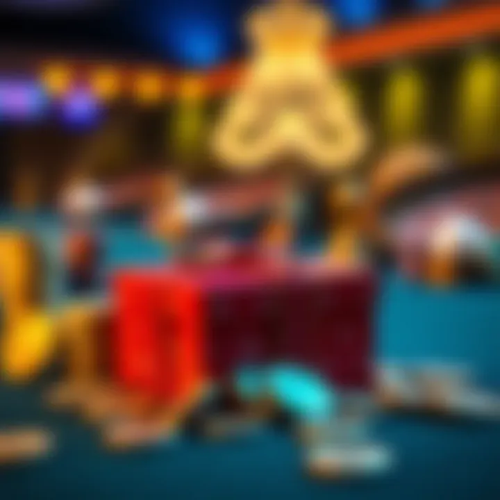 Graphic illustrating the concept of a no deposit bonus at an online casino with coins and a gift box