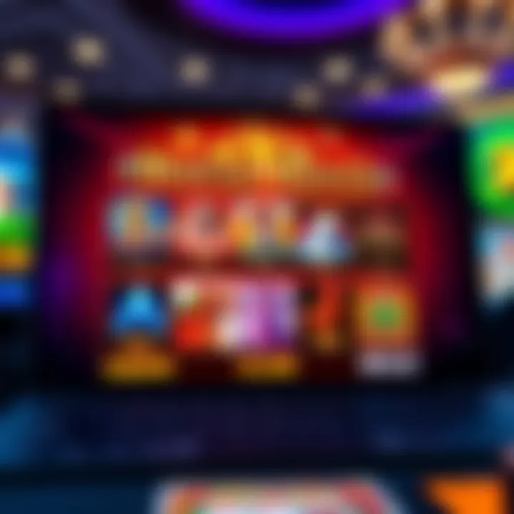 Colorful online casino interface showing various slot games