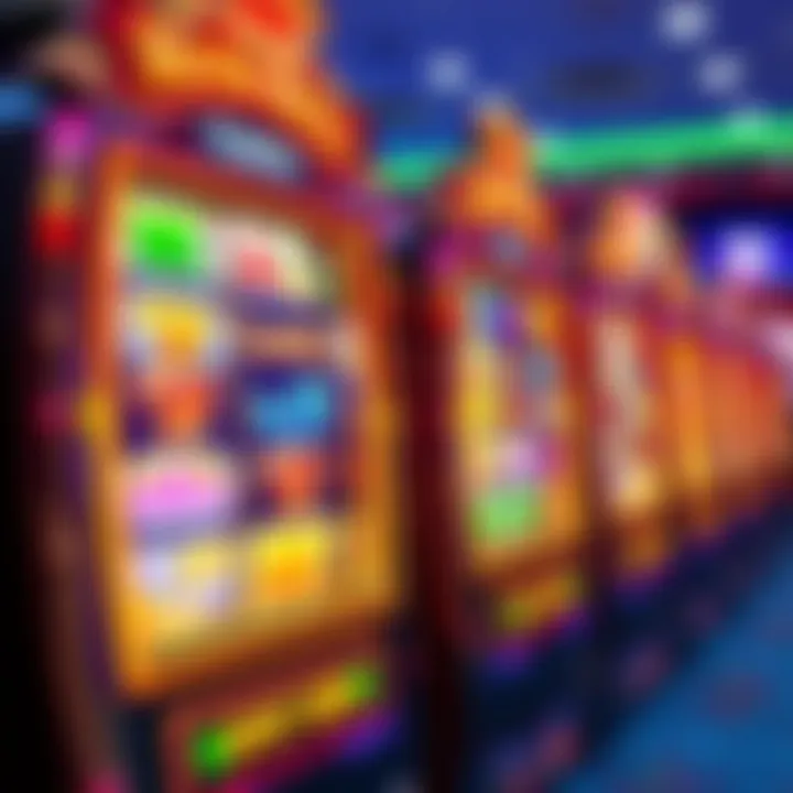 Dynamic Slot Reels in Royal Reels Online Casino Colorful slot machine reels displaying various symbols in a vibrant online casino interface