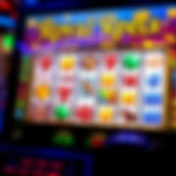 Colorful online pokies game interface showing reels and classic symbols