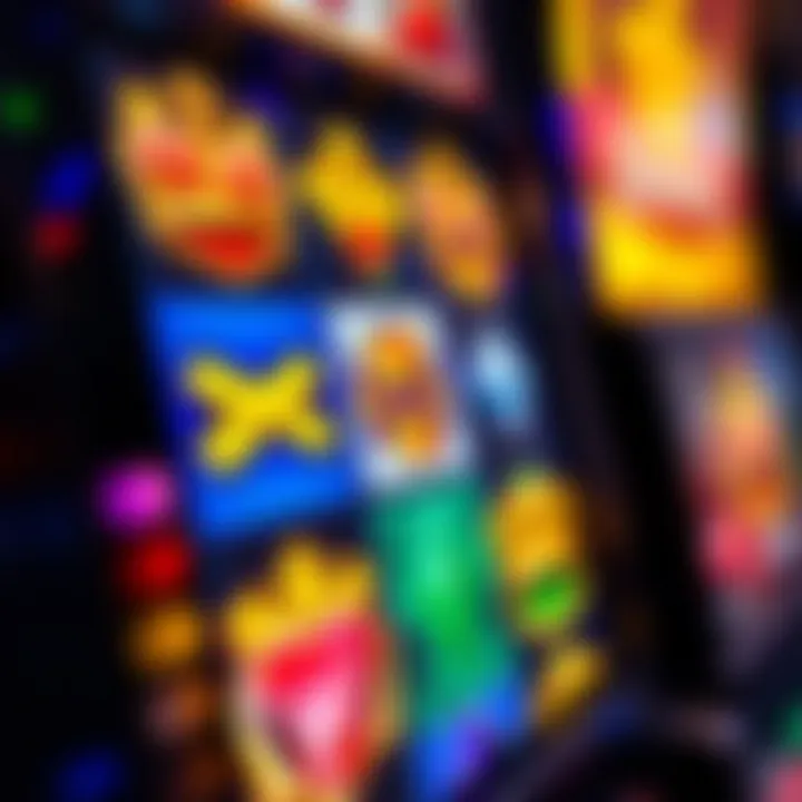 Colorful digital slot machine reels with symbols like crowns and gems