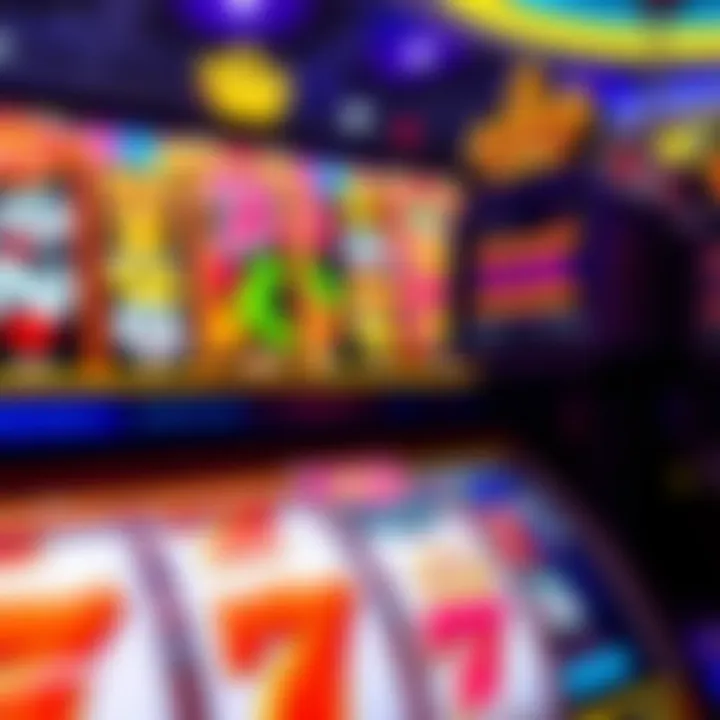 Colorful online slot game reels with vibrant symbols in a casino interface