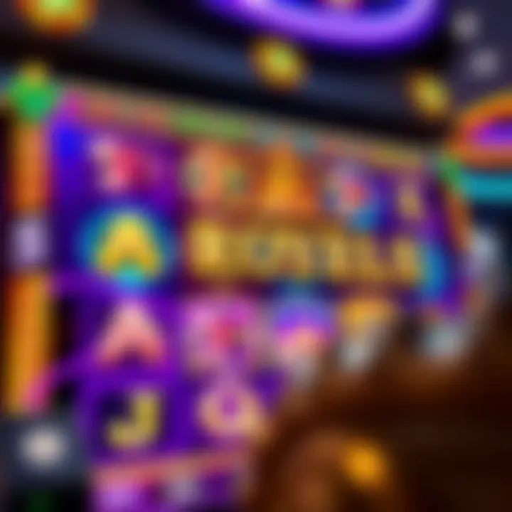 Bright and colorful online slot game interface showcasing vibrant reels and symbols